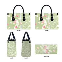 Leaf Green Hawaii Anthurium Plumeria Lei Leather Bag