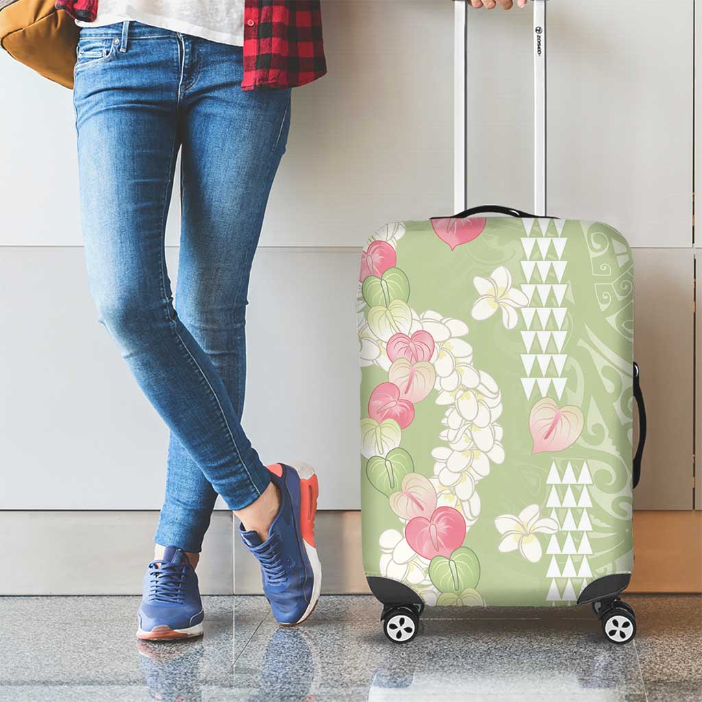 Leaf Green Hawaii Anthurium Plumeria Lei Luggage Cover LT9 - Polynesian Pride