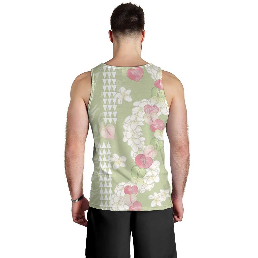 Leaf Green Hawaii Anthurium Plumeria Lei Men Tank Top LT9 - Polynesian Pride