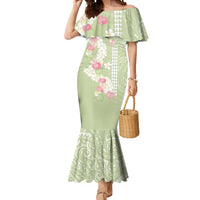 Leaf Green Hawaii Anthurium Plumeria Lei Mermaid Dress LT9 Women Green - Polynesian Pride