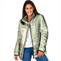 Leaf Green Hawaii Anthurium Plumeria Lei Padded Jacket LT9 Women Green - Polynesian Pride