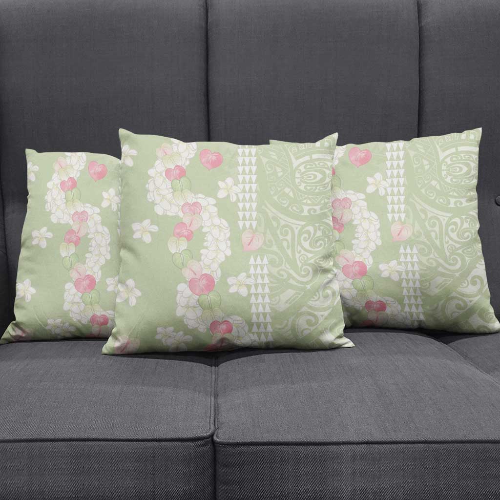 Leaf Green Hawaii Anthurium Plumeria Lei Pillow Cover LT9 - Polynesian Pride