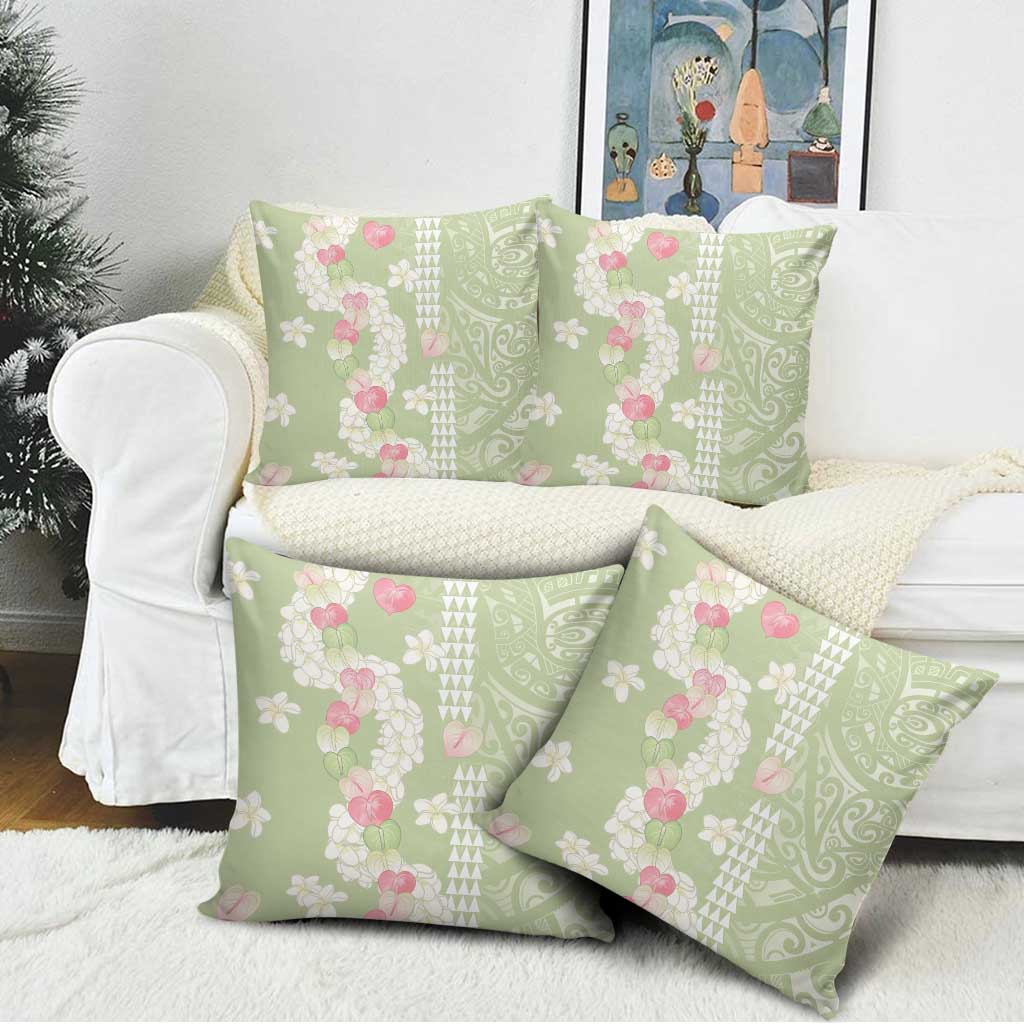 Leaf Green Hawaii Anthurium Plumeria Lei Pillow Cover LT9 - Polynesian Pride