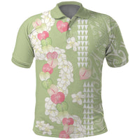 Leaf Green Hawaii Anthurium Plumeria Lei Polo Shirt