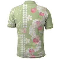 Leaf Green Hawaii Anthurium Plumeria Lei Polo Shirt