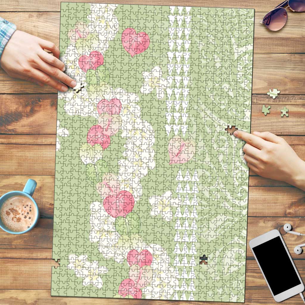 Leaf Green Hawaii Anthurium Plumeria Lei Puzzle LT9 Green - Polynesian Pride