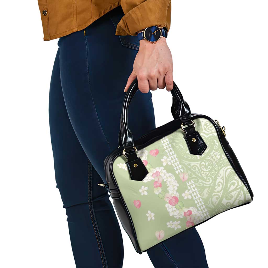 Leaf Green Hawaii Anthurium Plumeria Lei Shoulder Handbag LT9 - Polynesian Pride