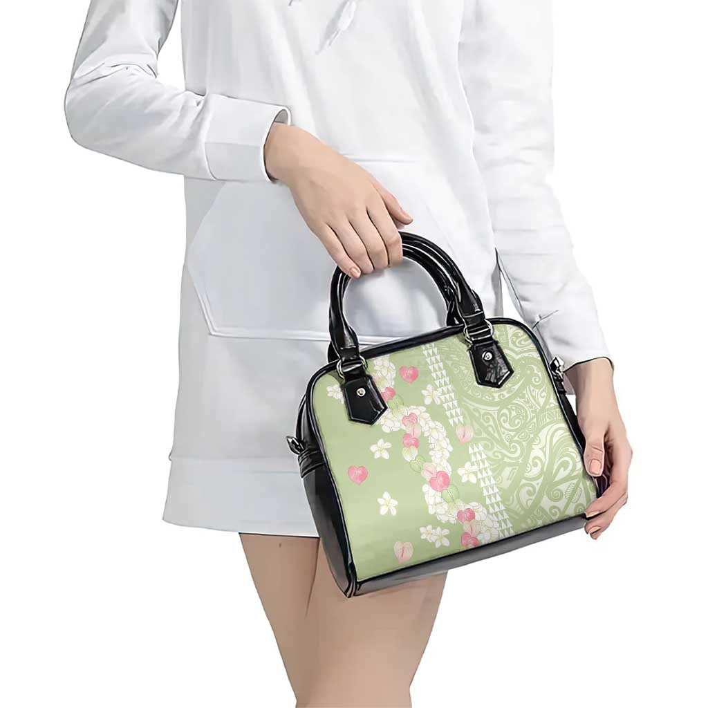 Leaf Green Hawaii Anthurium Plumeria Lei Shoulder Handbag LT9 - Polynesian Pride