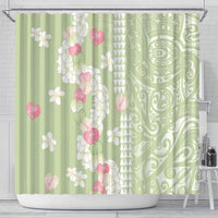 Leaf Green Hawaii Anthurium Plumeria Lei Shower Curtain LT9 - Polynesian Pride