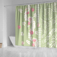 Leaf Green Hawaii Anthurium Plumeria Lei Shower Curtain LT9 - Polynesian Pride