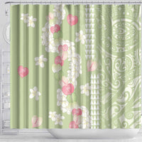 Leaf Green Hawaii Anthurium Plumeria Lei Shower Curtain LT9 - Polynesian Pride