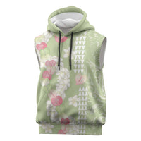 Leaf Green Hawaii Anthurium Plumeria Lei Sleeveless Hoodie