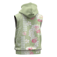 Leaf Green Hawaii Anthurium Plumeria Lei Sleeveless Hoodie