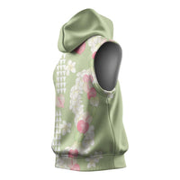 Leaf Green Hawaii Anthurium Plumeria Lei Sleeveless Hoodie