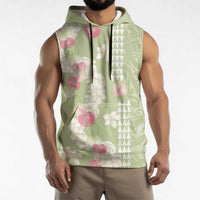 Leaf Green Hawaii Anthurium Plumeria Lei Sleeveless Hoodie