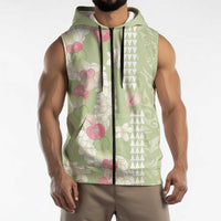 Leaf Green Hawaii Anthurium Plumeria Lei Sleeveless Zip Hoodie LT9 - Polynesian Pride