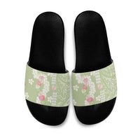 Leaf Green Hawaii Anthurium Plumeria Lei Slide Sandals LT9 Green - Polynesian Pride