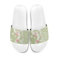 Leaf Green Hawaii Anthurium Plumeria Lei Slide Sandals LT9 Green - Polynesian Pride