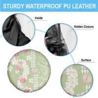Leaf Green Hawaii Anthurium Plumeria Lei Spare Tire Cover LT9 - Polynesian Pride