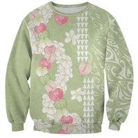 Leaf Green Hawaii Anthurium Plumeria Lei Sweatshirt LT9 Unisex Green - Polynesian Pride