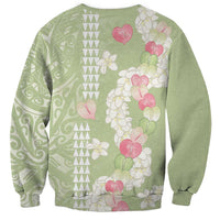Leaf Green Hawaii Anthurium Plumeria Lei Sweatshirt LT9 - Polynesian Pride