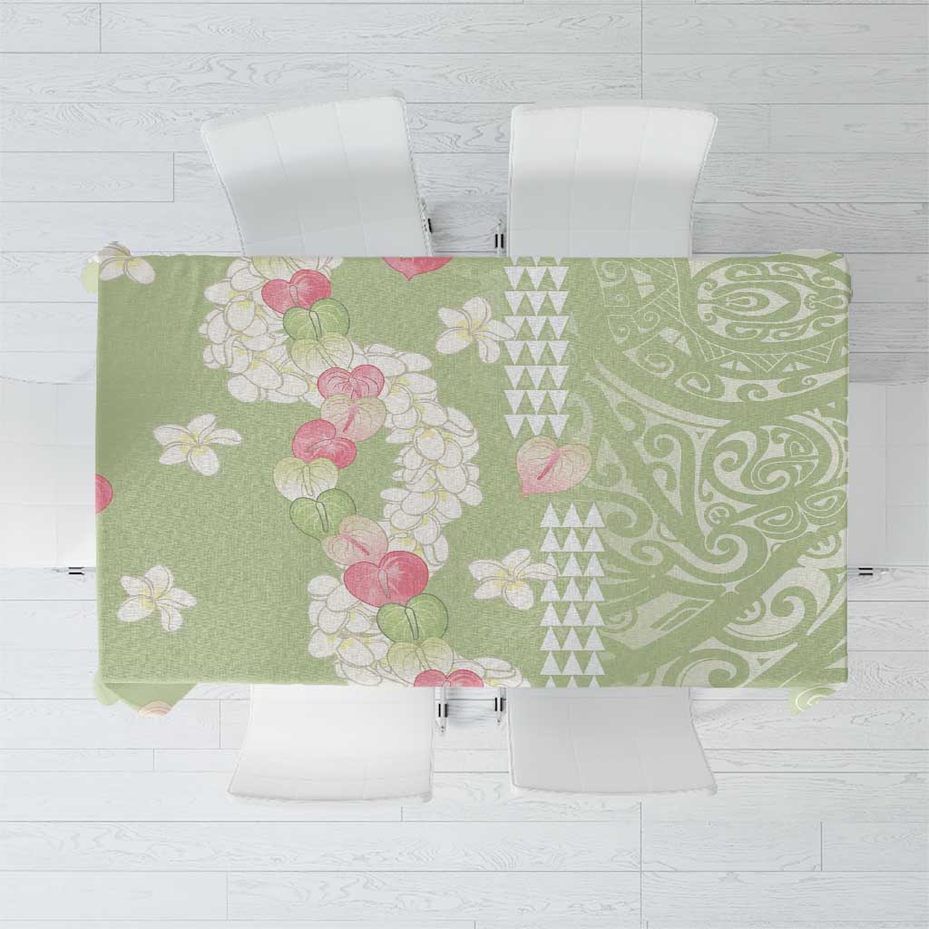 Leaf Green Hawaii Anthurium Plumeria Lei Tablecloth