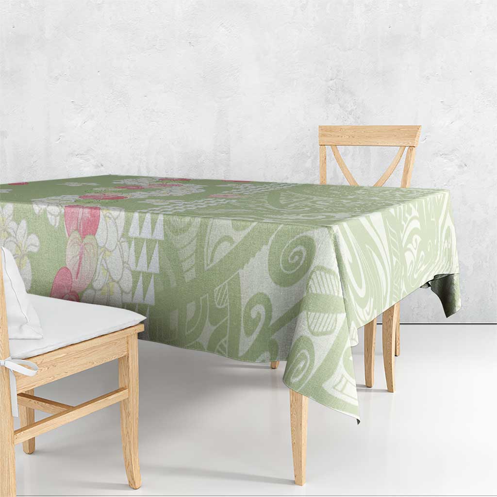 Leaf Green Hawaii Anthurium Plumeria Lei Tablecloth LT9 - Polynesian Pride