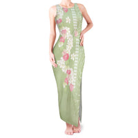 Leaf Green Hawaii Anthurium Plumeria Lei Tank Maxi Dress LT9 Women Green - Polynesian Pride