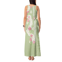 Leaf Green Hawaii Anthurium Plumeria Lei Tank Maxi Dress LT9 - Polynesian Pride