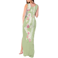 Leaf Green Hawaii Anthurium Plumeria Lei Tank Maxi Dress LT9 - Polynesian Pride