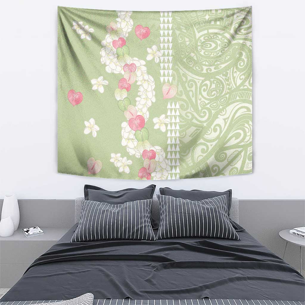 Leaf Green Hawaii Anthurium Plumeria Lei Tapestry LT9 - Polynesian Pride