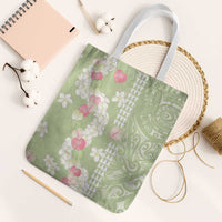 Leaf Green Hawaii Anthurium Plumeria Lei Tote Bag LT9 White Strap One Size Green - Polynesian Pride