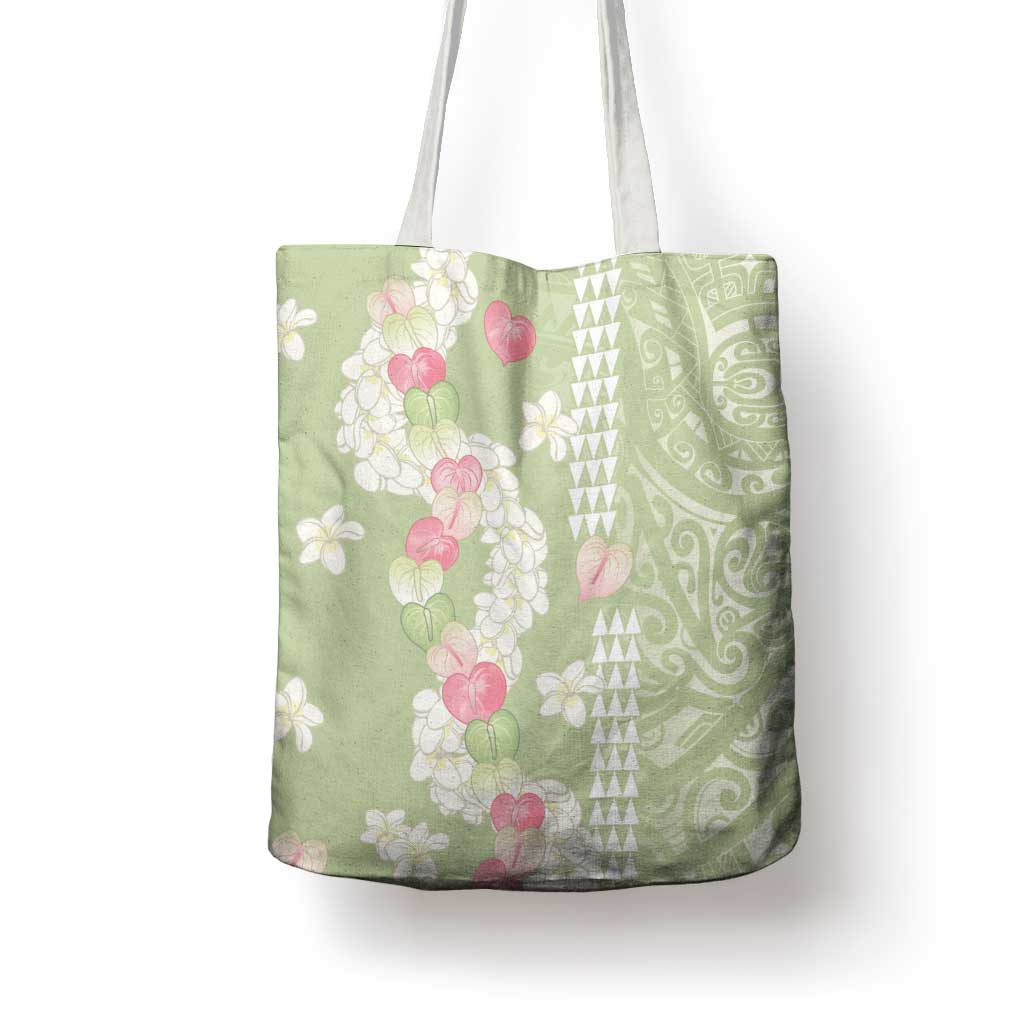 Leaf Green Hawaii Anthurium Plumeria Lei Tote Bag LT9 - Polynesian Pride