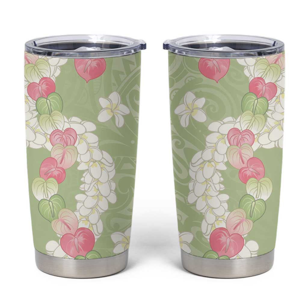 Leaf Green Hawaii Anthurium Plumeria Lei Tumbler Cup LT9 Green - Polynesian Pride