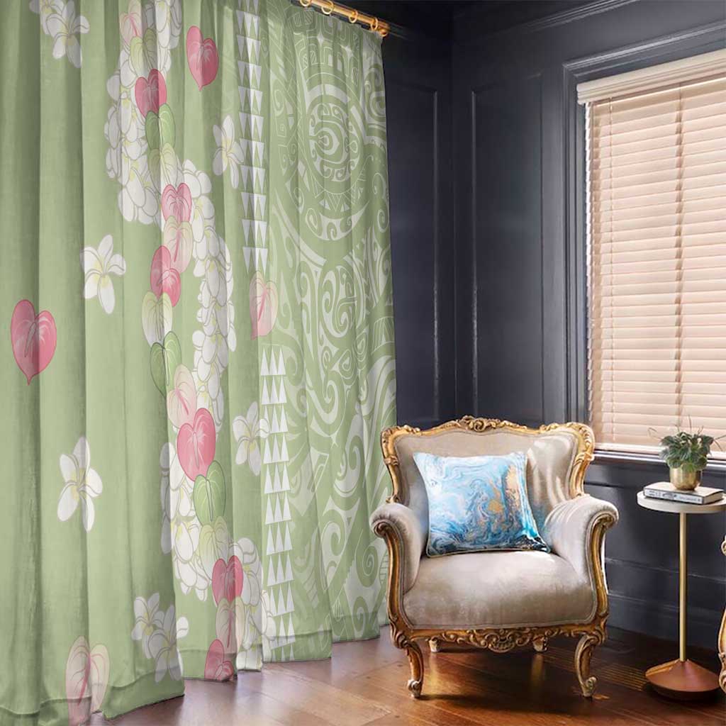 Leaf Green Hawaii Anthurium Plumeria Lei Window Curtain