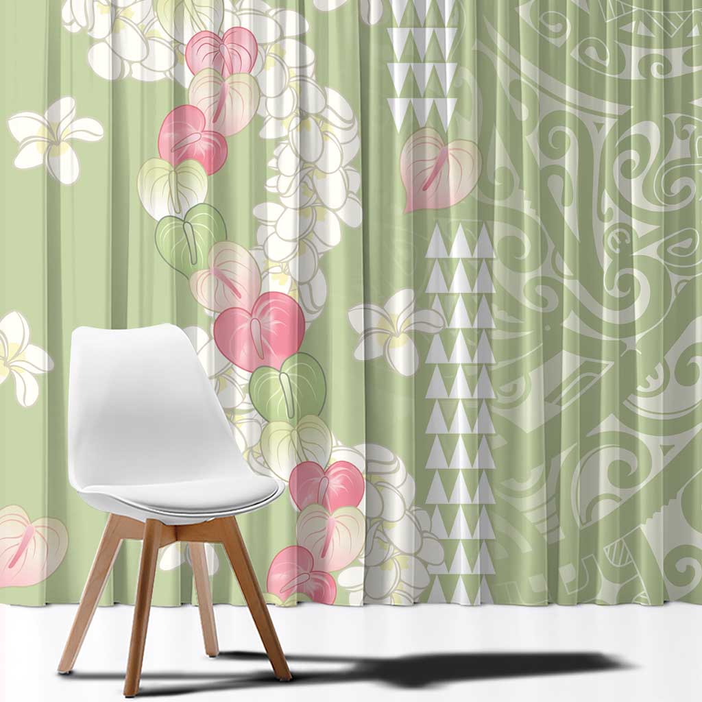 Leaf Green Hawaii Anthurium Plumeria Lei Window Curtain