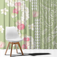 Leaf Green Hawaii Anthurium Plumeria Lei Window Curtain