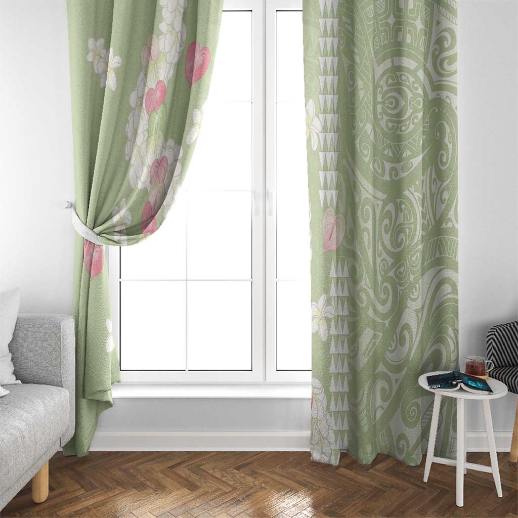 Leaf Green Hawaii Anthurium Plumeria Lei Window Curtain