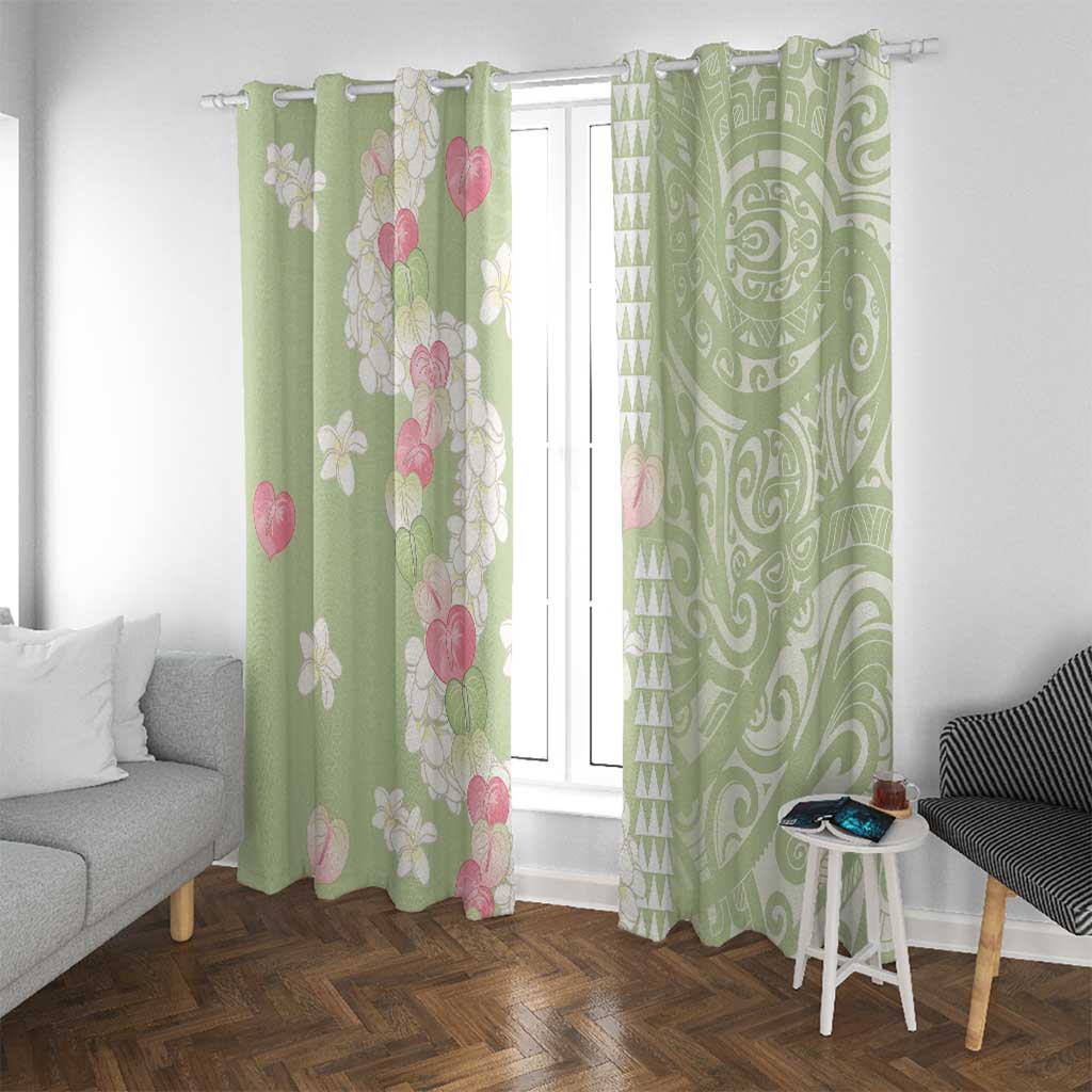 Leaf Green Hawaii Anthurium Plumeria Lei Window Curtain