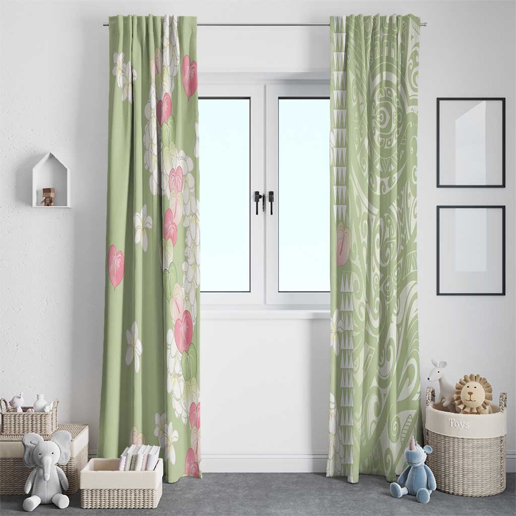 Leaf Green Hawaii Anthurium Plumeria Lei Window Curtain