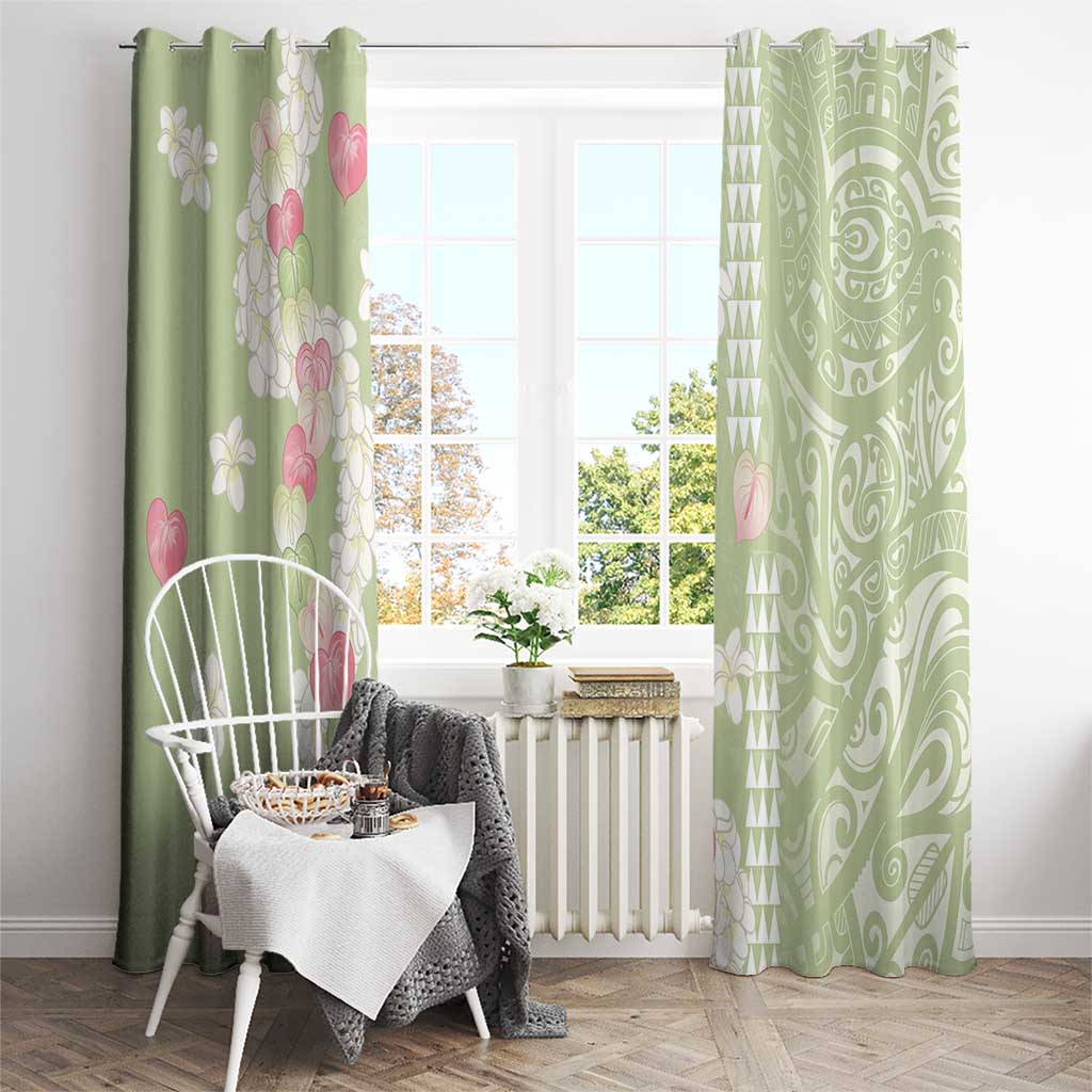 Leaf Green Hawaii Anthurium Plumeria Lei Window Curtain