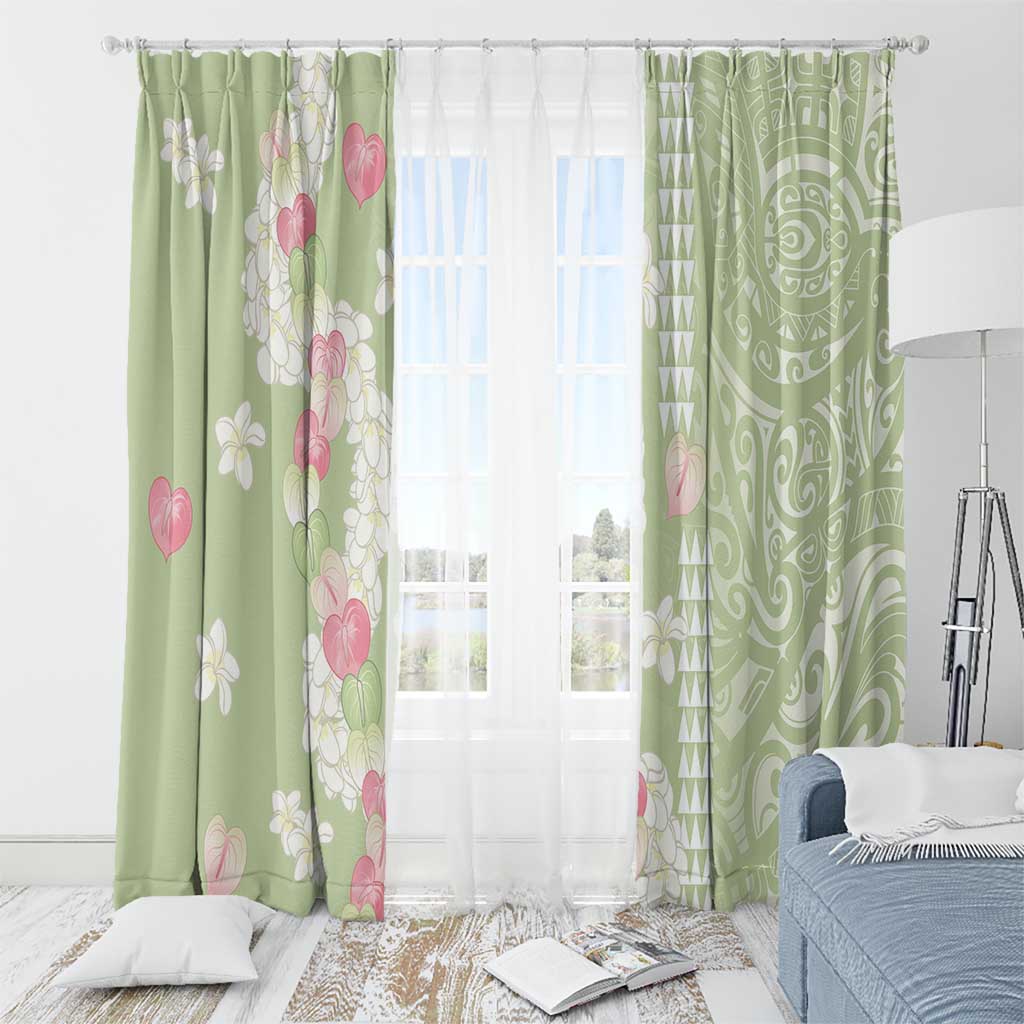 Leaf Green Hawaii Anthurium Plumeria Lei Window Curtain