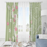 Leaf Green Hawaii Anthurium Plumeria Lei Window Curtain