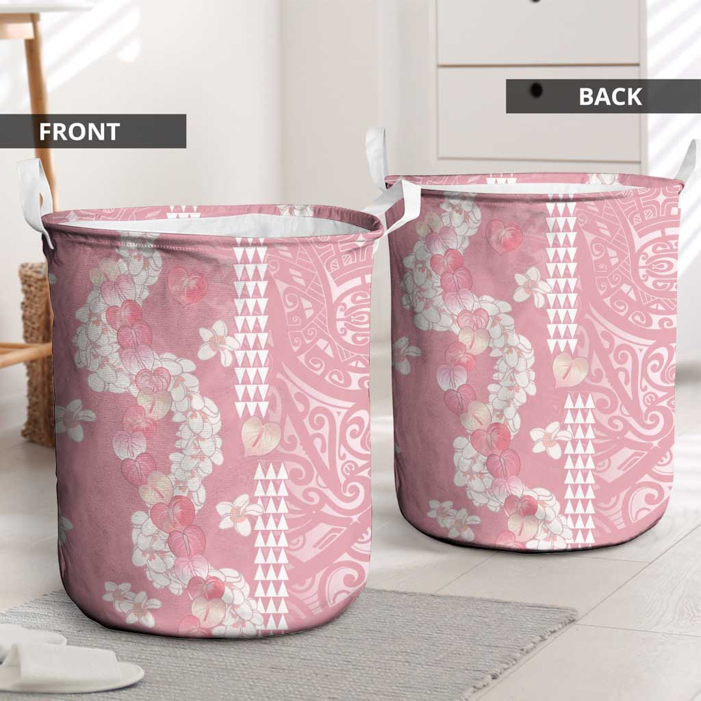 Soft Pink Hawaii Anthurium Plumeria Lei Laundry Basket LT9 - Polynesian Pride