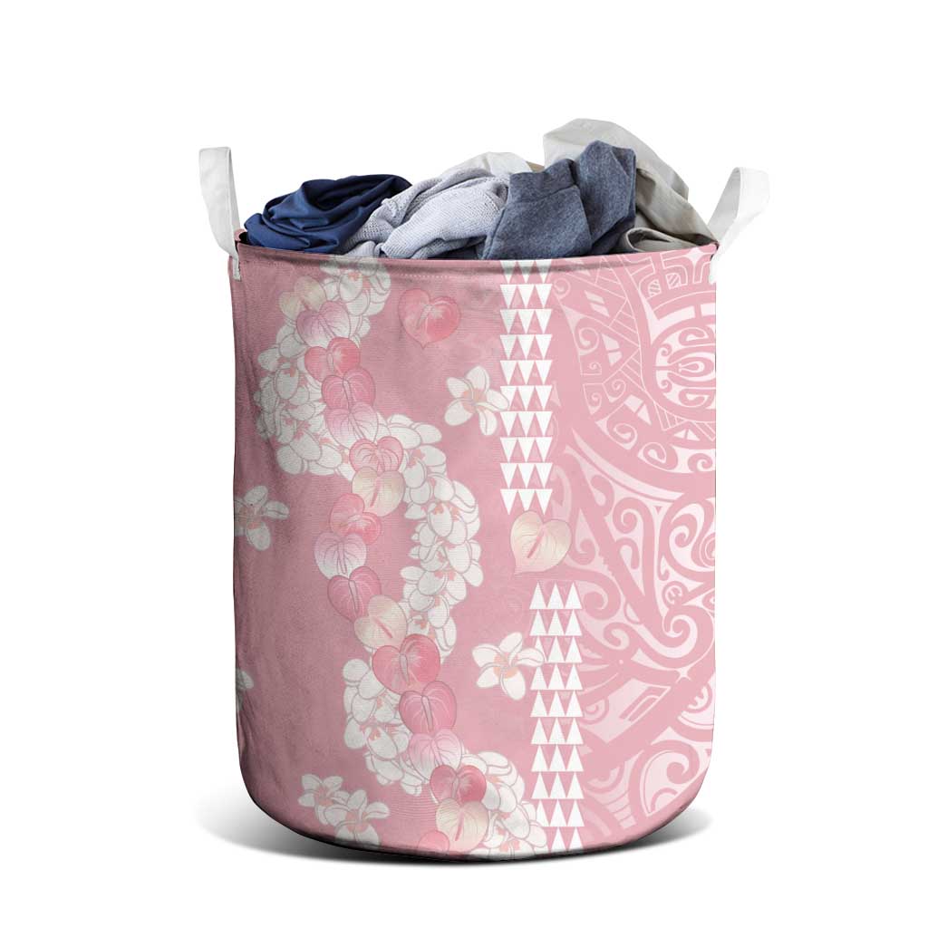 Soft Pink Hawaii Anthurium Plumeria Lei Laundry Basket LT9 - Polynesian Pride