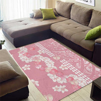 Soft Pink Hawaii Anthurium Plumeria Lei Area Rug LT9 - Polynesian Pride