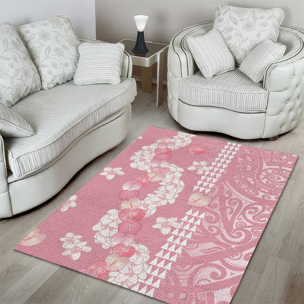 Soft Pink Hawaii Anthurium Plumeria Lei Area Rug LT9 - Polynesian Pride