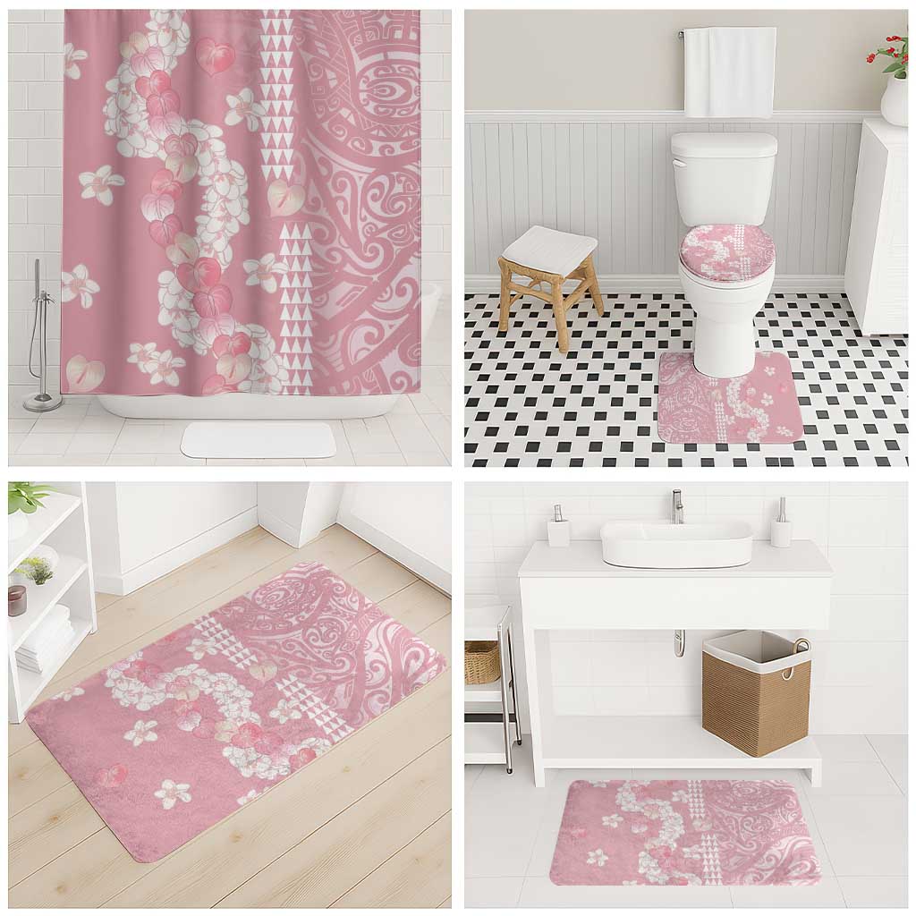 Soft Pink Hawaii Anthurium Plumeria Lei Bathroom Set LT9 - Polynesian Pride