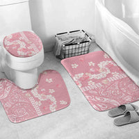 Soft Pink Hawaii Anthurium Plumeria Lei Bathroom Set LT9 Mat Set Only (3 pcs) One Size Pink - Polynesian Pride