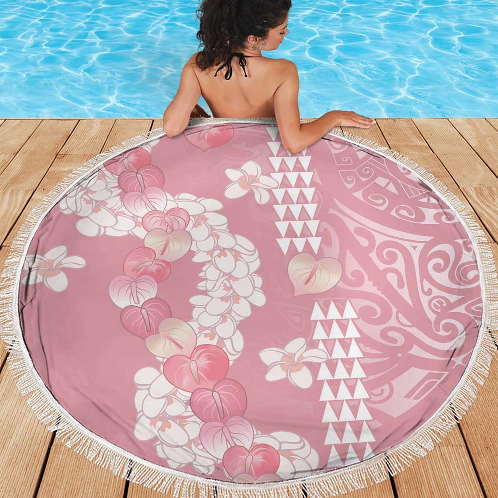 Soft Pink Hawaii Anthurium Plumeria Lei Beach Blanket LT9 - Polynesian Pride
